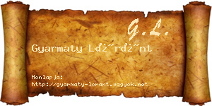 Gyarmaty Lóránt névjegykártya